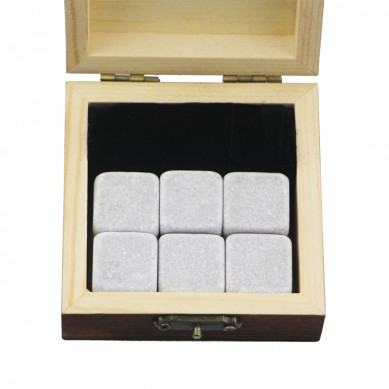 Small wooden gift 6 pcs of whiskey stone gift Whisky Ice Stones Drinks Cooler Cubes Natural Chilling Whisky Stones With Gift Box
