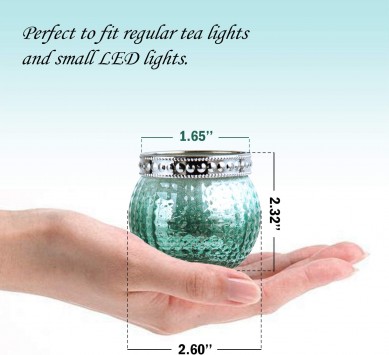 Small Glass Votives Set of 12, 2.3″ Tealight Candle Holders in Bulk, Vintage Boho Glass Candle Holders for Table Centerpiece Wedding Home Decor and Holiday Decor (Mint Green)