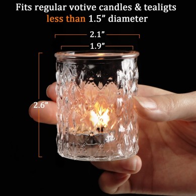 12pcs Votive Candle Holders, Clear Glass Candle Holder in Bulk, Tealight Candle Holder for Wedding Decor, Table Centerpiece, Home Decor and Holiday Decor