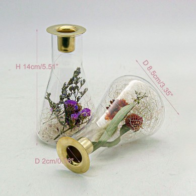 Taper Candle Holder,Glass Candlestick Holders with Dried Flower Bottle,Vintage Candle Stick Holder Set of 2 for Home Decor