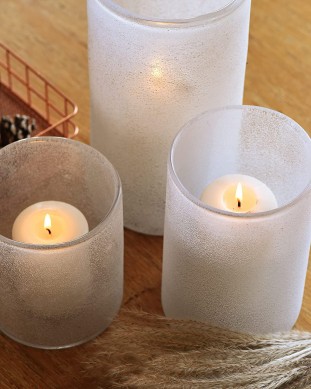 Candle Holders for Pillar Glass Hurricane Cylinder Vases Coastal Room Decor Sandy Clear Table Decoration Centerpiece for Beach House Home Kitchen Living Dining11 8″ 6″ inch Set of 3