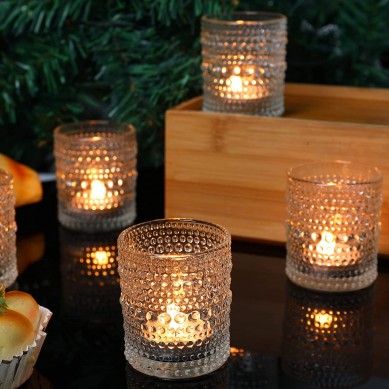 12 Pcs Clear Glass Tea Light Candle Holder, Votive Candle Holders for Gift Wedding Table Decor & Christmas Thanksgiving（12pcs）