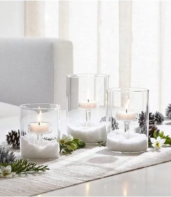 Glass Hurricane Candle Holder for Pillar Candles – Glass Cylinder Vase for Centerpieces Clear Seeded Home Decor for Kitchen Table Living Room