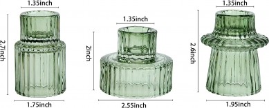 Taper Glass Candlestick Holders Tealight Candle Holders for Table Centerpieces, Wedding Decor and Dinner Party (6 Pcs, Green)