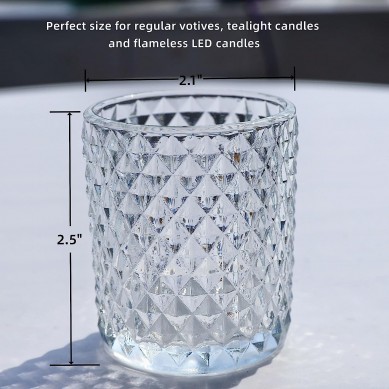 12Pcs Clear Votive Candle Holders, Tealight Candle Holder for Home Decor, Glass Tea Lights Candle Holder for Birthday Holiday Table