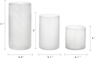 Candle Holders for Pillar Glass Hurricane Cylinder Vases Coastal Room Decor Sandy Clear Table Decoration Centerpiece for Beach House Home Kitchen Living Dining11 8″ 6″ inch Set of 3