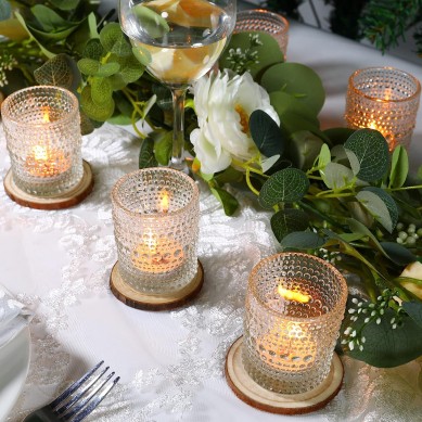 12 Pcs Clear Glass Tea Light Candle Holder, Votive Candle Holders for Gift Wedding Table Decor & Christmas Thanksgiving（12pcs）
