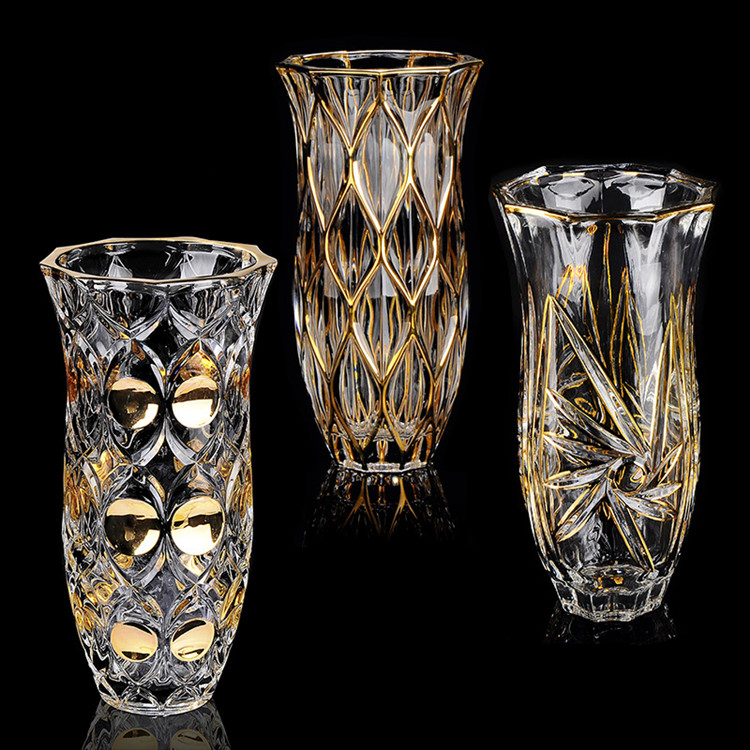 8 Year Exporter Steel Ice Cubes - Light Luxury Gold Painted Classic Glass Crystal Flower Vase Terrarium Hydroponic Plant Vases For Restaurant Living Room – Shunstone
