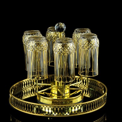 Wholesale Crystal Glass Eight-Character Flower Gold Rim Water Drinking Beverage Wine Highball Glasses