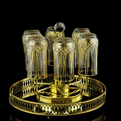 Popular Design for Whiskey Crystal Glass -
 Wholesale Crystal Glass Eight-Character Flower Gold Rim Water Drinking Beverage Wine Highball Glasses – Shunstone