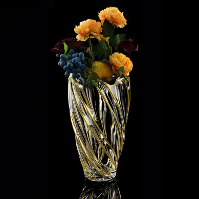 Wholesale Unique Glass Flower Vases With Gold Rim Light Luxury Classical Irregular Shape Glass Vase