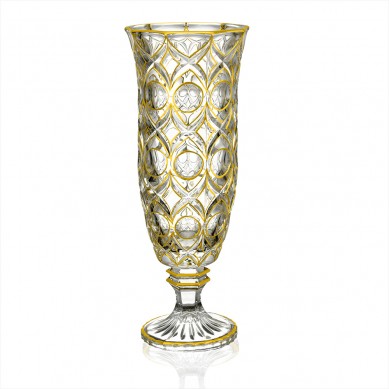 European Gold Painted Glass Flower Vase Classical Living Room Hydroponic Vase With Golden Rim