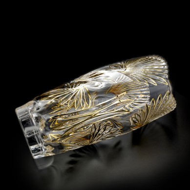 Handicrafts Phoenix Feather Grain Real Gold Line Crystal Glass Vase Hydroponic Plant Flower Tea Table Decoration