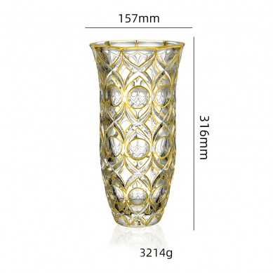European Gold Painted Glass Flower Vase Classical Living Room Hydroponic Vase With Golden Rim