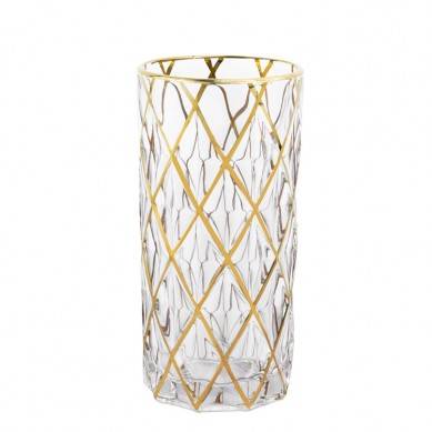 Wholesale Crystal Gold Rim Highball Drinking Glasses Juice Wine Glasses Tall Water Drinking Cocktail Highball Glass