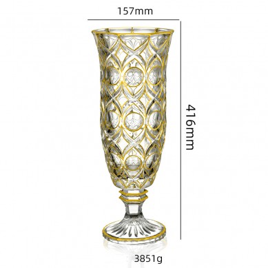 European Gold Painted Glass Flower Vase Classical Living Room Hydroponic Vase With Golden Rim