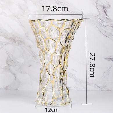 Light Luxury Modern Hydroponic Vase Ornaments With Gold Rim Nordic Creative Gold Painted Flower Glass Vase