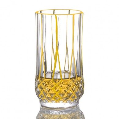 Wholesale Crystal Glass Eight-Character Flower Gold Rim Water Drinking Beverage Wine Highball Glasses