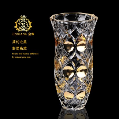 Light Luxury Gold Painted Classic Glass Crystal Flower Vase Terrarium Hydroponic Plant Vases For Restaurant Living Room