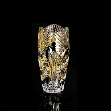 Handicrafts Phoenix Feather Grain Real Gold Line Crystal Glass Vase Hydroponic Plant Flower Tea Table Decoration