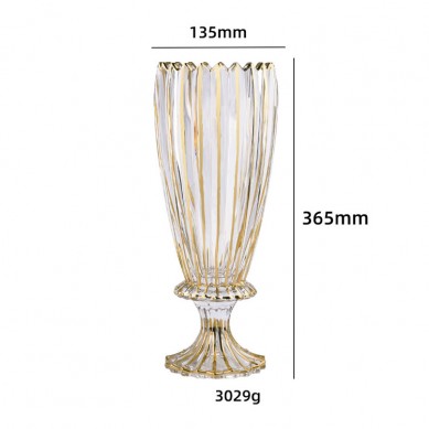 Light Luxury Gold Painted Classic Glass Crystal Flower Vase Terrarium Hydroponic Plant Vases For Restaurant Living Room