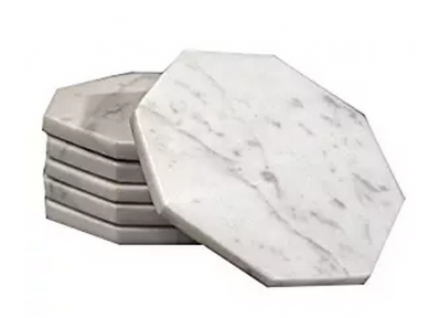 White Marble Stone Coasters Polished Coasters 3.5 Inches Protection from Drink Rings