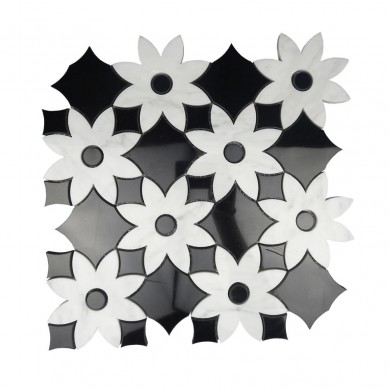 OEM Factory for Whisky Glass Bottle -
 hot sale black and white marble flower waterjet mosaic  – Shunstone