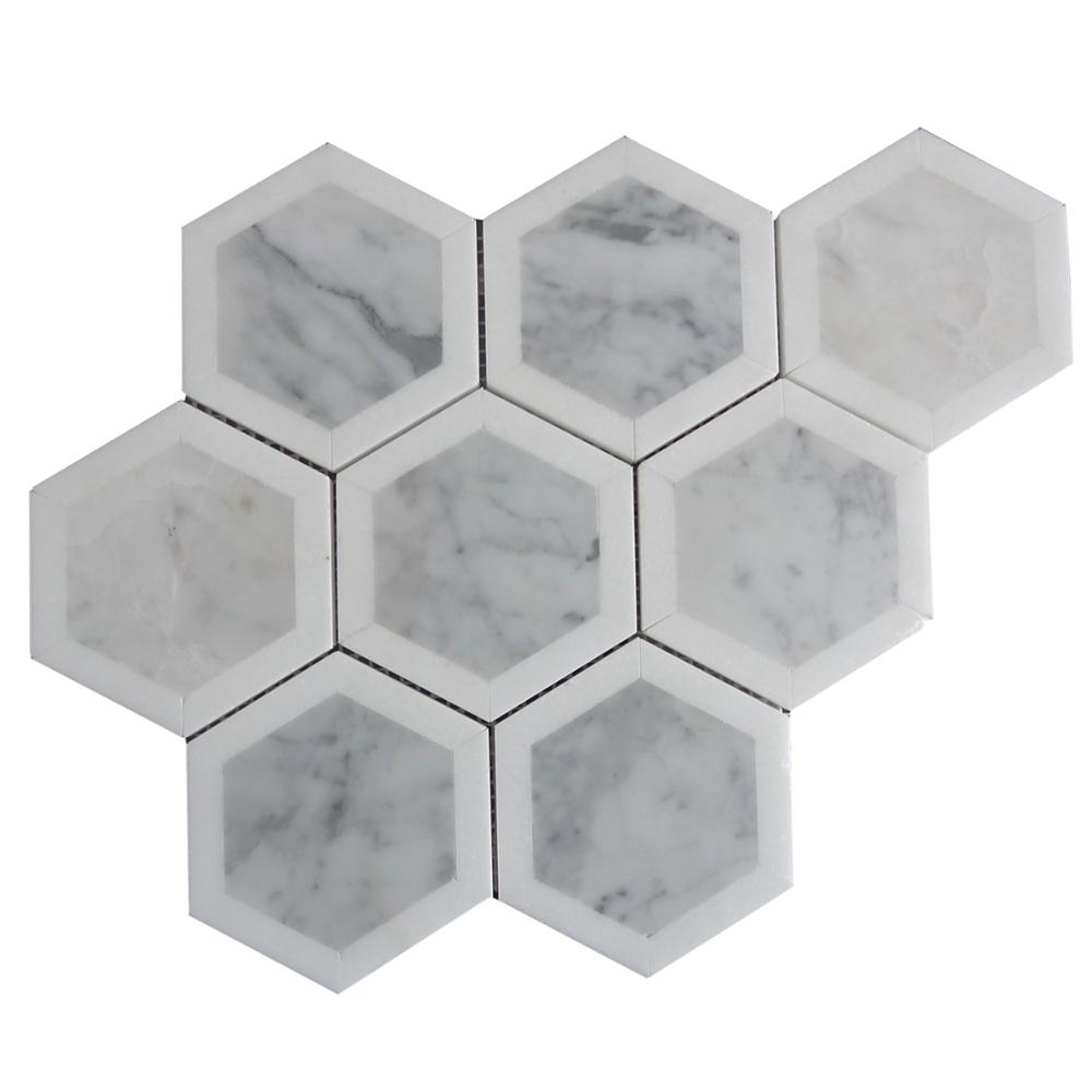 Chinese wholesale Bar Accessories - non-slip waterjet mosaic carrara white marble with art forms from china  – Shunstone