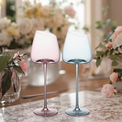 Custom Elegant Pink Blue Crystal 260ml Goblet Wine Glasses Wedding Favors Gifts for Guests Bridesmaids
