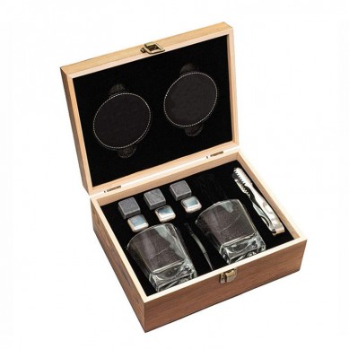 Exclusive Wine Gift Set Stainless Steel Chilling Whisky Stones with Large Crystal Whiskey Drinking Glasses