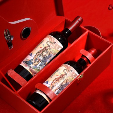 Premium Leather Champagne Red Wine Bottle Storage Box Leather Wine Gift Set Wine Packaging Box For 2 Bottles