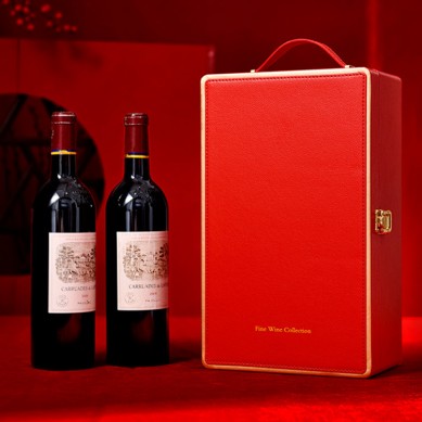 Premium Leather Champagne Red Wine Bottle Storage Box Leather Wine Gift Set Wine Packaging Box For 2 Bottles