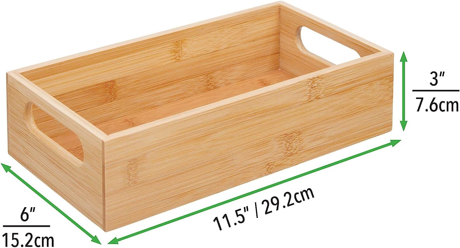 Popular Design for Whiskey Crystal Glass - Bamboo Kitchen Storage Container Bin – Drawer Organizer Crate Box with Handles for Pantry Cabinet, Shelves, or Countertop, Holds Snacks, Spices, or...