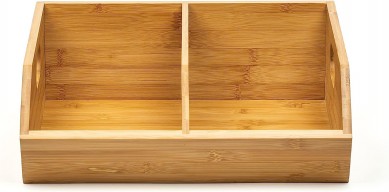 Space-saving bamboo storage box – polished 14-inch (about 35.5 cm) aesthetic wooden basket, ergonomic handles and non-slip feet, spacious box to decorate your kitchen bathroom bedroom and more