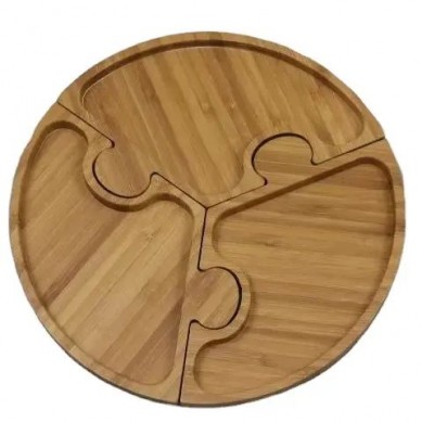 Eco Natural Reusable Tea Dinner Fruit Plate Fancy Modern Bamboo Food Serving Tray