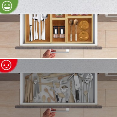 Bamboo Adjustable Utensil Cutlery Organizer Tray Kitchen Silverware Drawer Organizer
