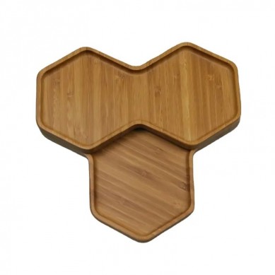 Eco friendly ramadan custom logo adjustable cutlery plate 100% natural serving food grade bamboo wooden tray plate
