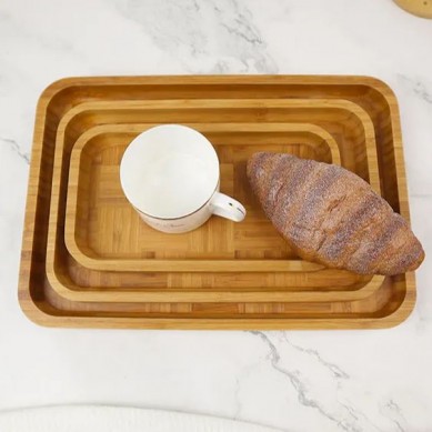 Food Bamboo Tray Supply Fruit Tea Set Cutlery Multi-Function Hand Cutlery 3pcs Bamboo Tray