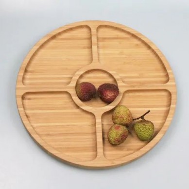 Hotsale custom-made wholesale deli tray fast food fruit snacks steak barbecue natural bamboo tray for restaurant wedding