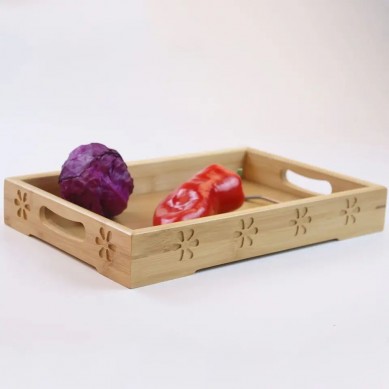 Wholesale multifunctional natural food breakfast bamboo tray rectangle serving tray