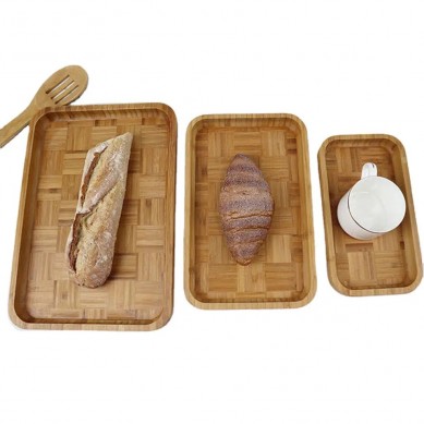 High quality eco-friendly elegant kitchen bamboo serving tray for food coffee breakfast