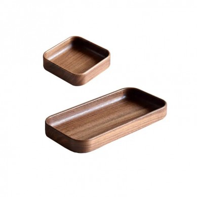 Wholesale Rustic Brown Walnut Wood Serving Food Tray with Handles