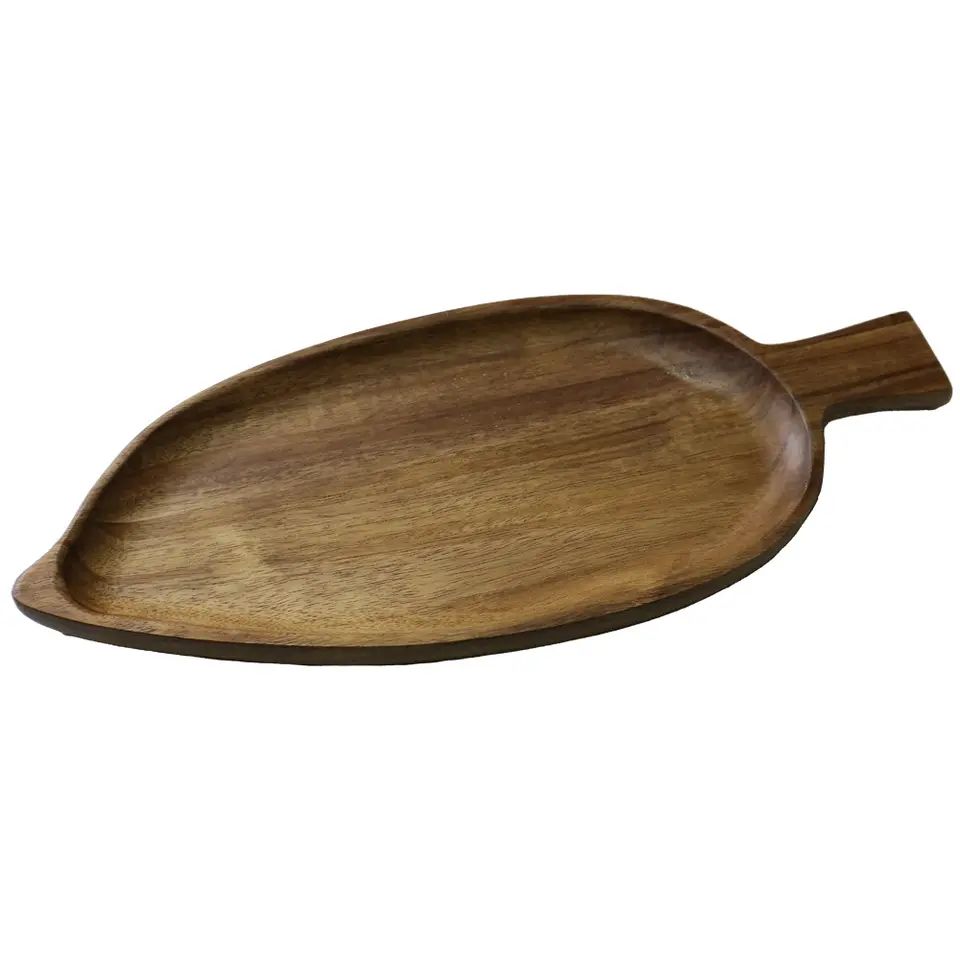 China OEM Square Whiskey Glass - Leaf style Walnut wood server Tray Pizza Tray Walnut wood Tray – Shunstone