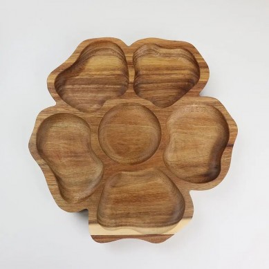 Acacia wood serving tray kitchen serving tray flower shaped serving tray