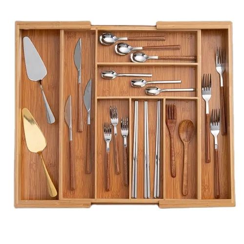 Cheap price Whiskey Tasting Set - Professionally Used Bamboo Cutlery Utensil Tray Compartment Natural Bamboo Cutlery Tray – Shunstone