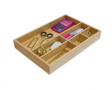 Wholesale Bamboo Kitchen Drawer Organizer 6 Compartments Storage Box for Household Items