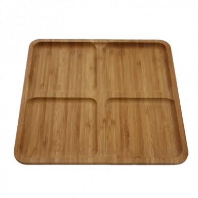 4 Grids Restaurant Tea Board Bamboo Divider Snack Serving Plate Dry Fruit Plate Trays