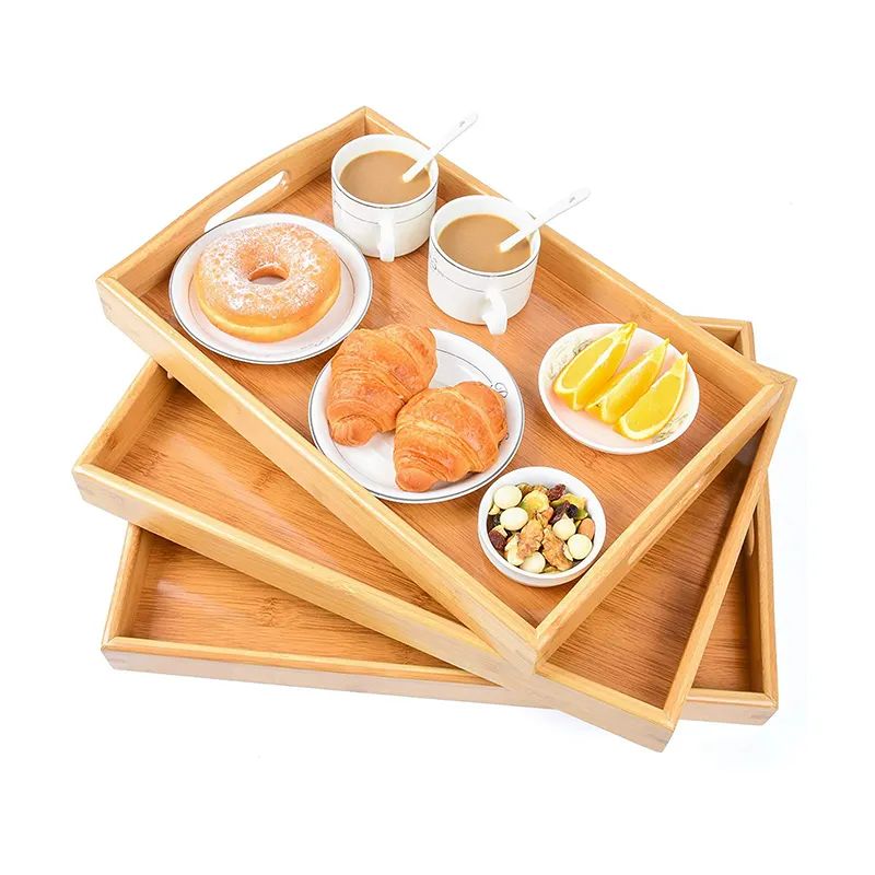 High reputation Slate Coaster - Service Tray Large Environment-friendly Bamboo Coffee Food Tray With Handles – Shunstone
