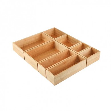 Bamboo Kitchen Drawer Organizer with Knife Holder, Expandable Utensil Drawer Organizer