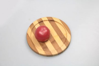 Eco-friendly Round Striped Bamboo Serving Tray Heat Resistant Bamboo Pot Holders for kitchen